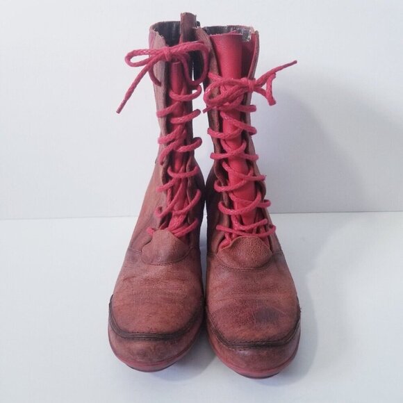 Maciejka S9/10 Leather Lace-up Heeled Boots Victorian Red - Picture 3 of 8